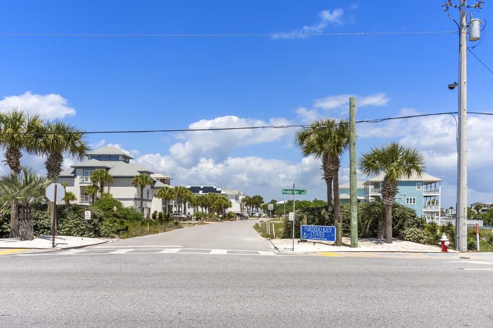The quiet street the townhomes sit on